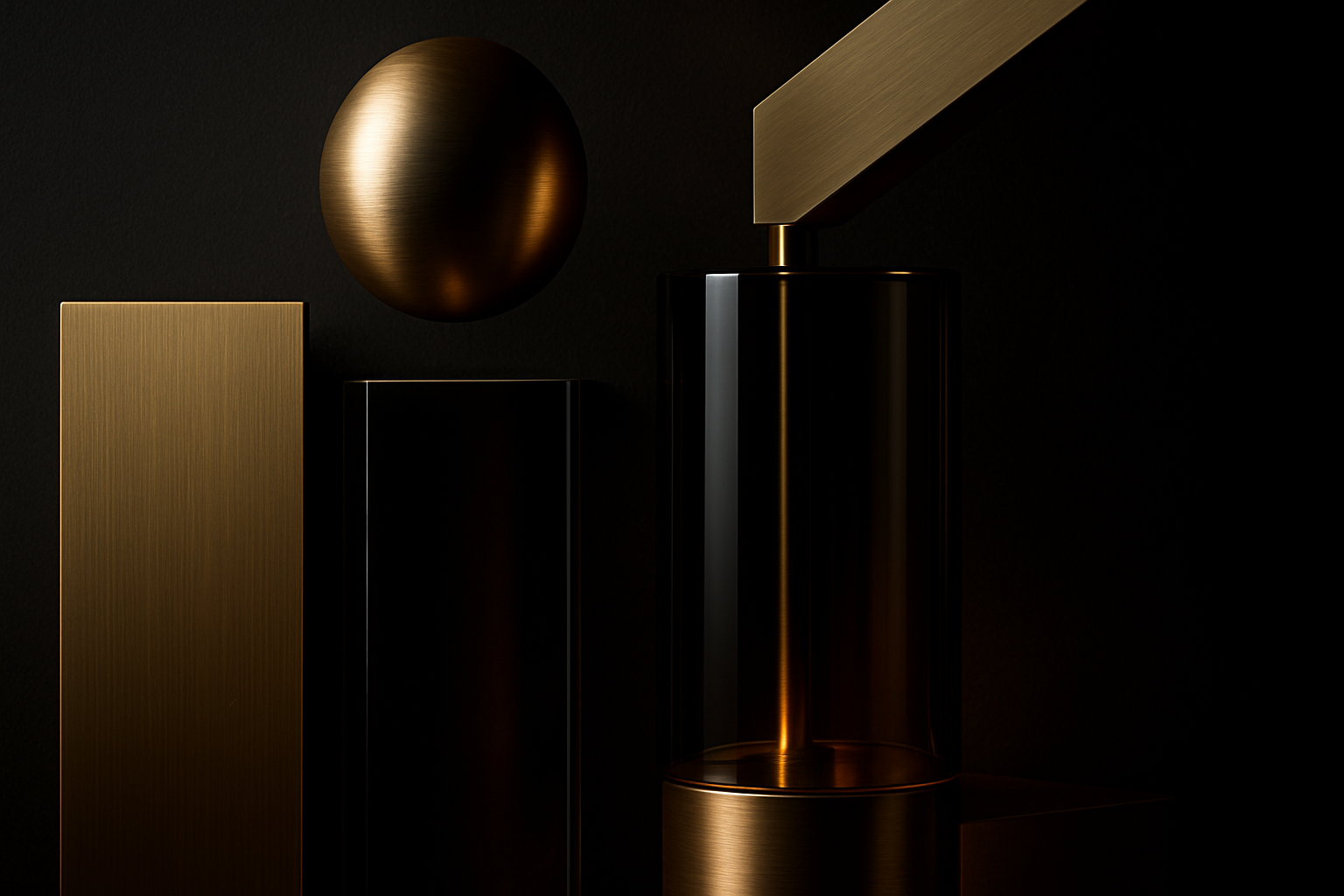 GlowingDonuts premium lighting materials - brushed brass and smoked glass